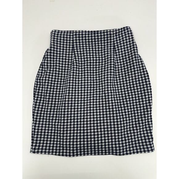 Studio C Womens Skirt Size Medium Blue White Checkered Elastic Back Waist VTG - Picture 1 of 7